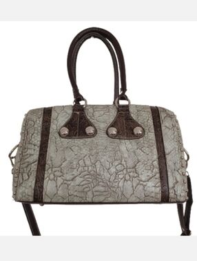 Metallic Embellished Faux Leather Crossbody Arm Bag Purse Neutral Oversized